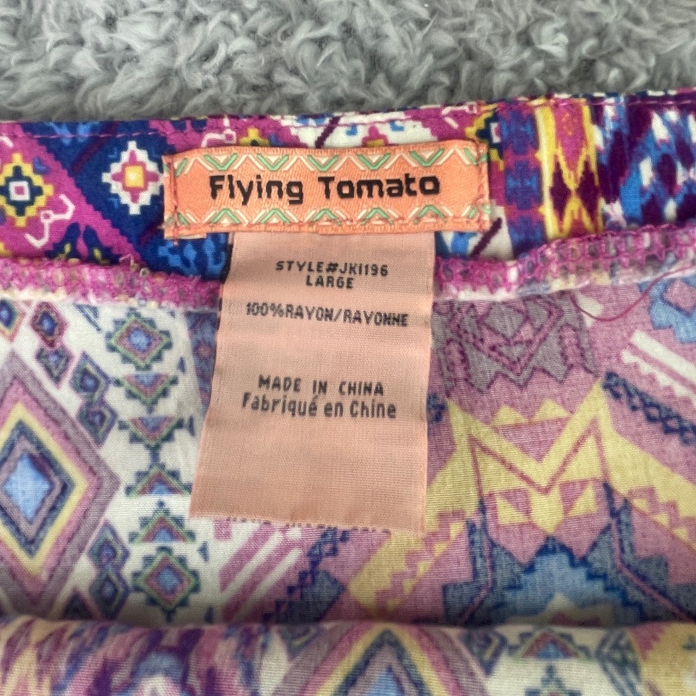 Flying Tomato Maxi Skirt Womens L Vibrant Geometric Tribal Print Boho Slit - Picture 2 of 7